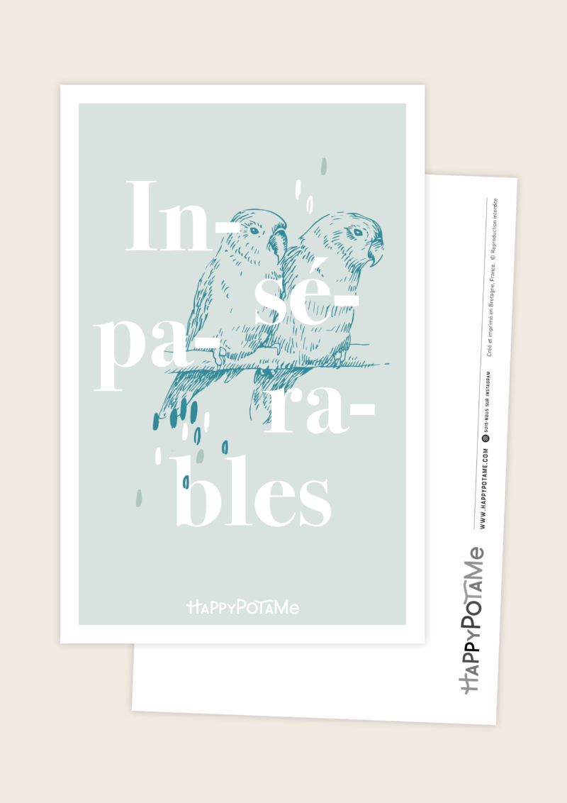 Carte postale oiseaux inséparables