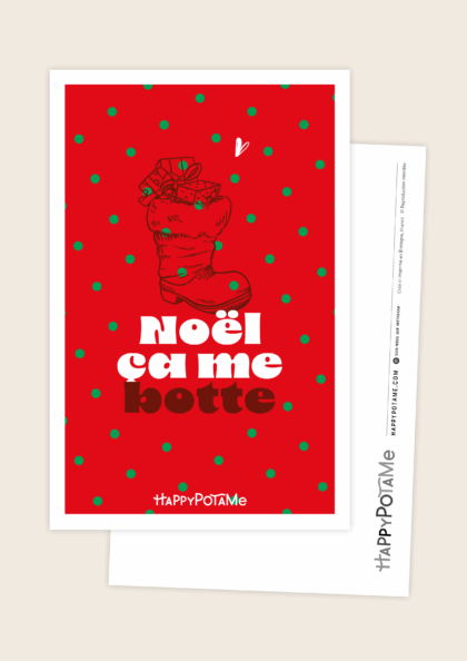 Carte "Noël ça me botte" rouge