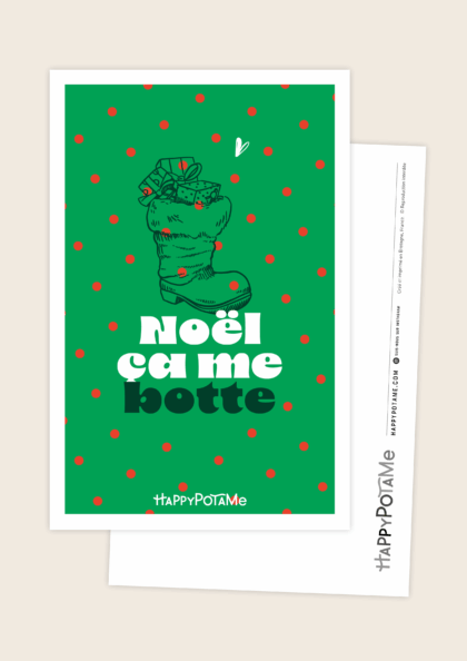 Carte "Noël ça me botte" verte